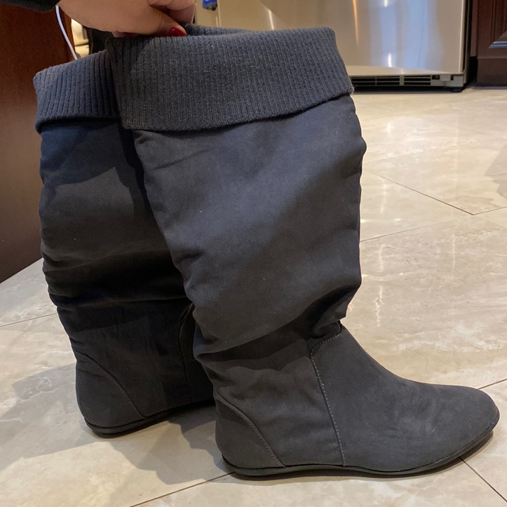 Rampage Gray Faux Suede Amira Boots